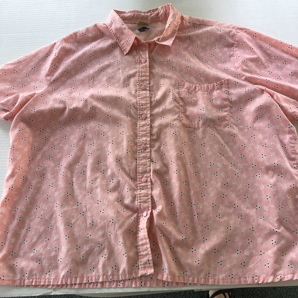Boca Bay Pink Floral Short Sleeve Button Up Top 3x A1026